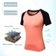 Women Workout T-shirt Raglan Short Sleeves Splicing O Neck Quick Dry Running Performance Exercise Gym Baselayer Sport Shirts Casual Tops Women Workout T-shirt Raglan Short Sleeves Splicing O Neck Quick Dry Running Performance Exercise Gym Baselayer Sport Shirts Casual Tops