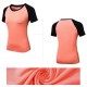 Women Workout T-shirt Raglan Short Sleeves Splicing O Neck Quick Dry Running Performance Exercise Gym Baselayer Sport Shirts Casual Tops Women Workout T-shirt Raglan Short Sleeves Splicing O Neck Quick Dry Running Performance Exercise Gym Baselayer Sport Shirts Casual Tops