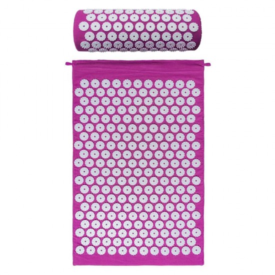 Acupressure Mat and Pillow Set with Spiky Massage Ball and Carry Bag for Back Neck Pain Stress Relief Muscle Relaxation Acupressure Mat and Pillow Set with Spiky Massage Ball and Carry Bag for Back Neck Pain Stress Relief Muscle Relaxation