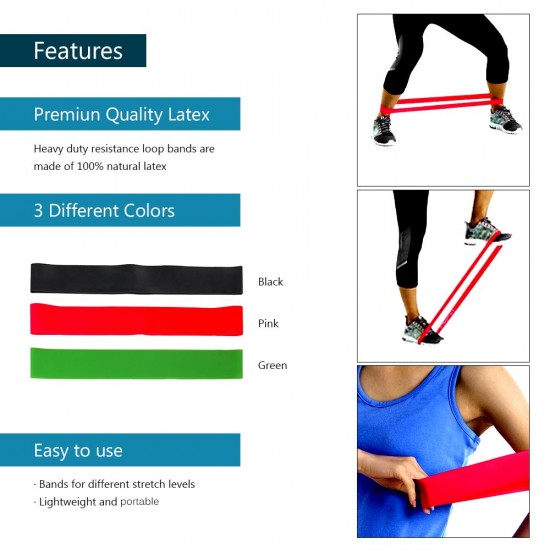 3PCS Sports Exercise Resistance Loop Bands Set Elastic Booty Band Set for Legs and Strength Training 3PCS Sports Exercise Resistance Loop Bands Set Elastic Booty Band Set for Legs and Strength Training