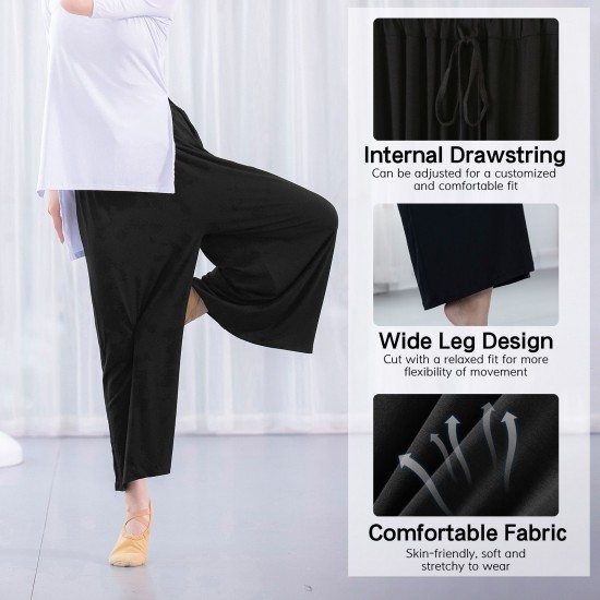 Women Wide Leg Pants Drawstring Loose Flare Dance Pants Female Trousers Yoga Workout Beach Women Wide Leg Pants Drawstring Loose Flare Dance Pants Female Trousers Yoga Workout Beach