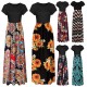 Women Plus Size Dress Retro Floral Print O Neck Short Sleeves Side Pockets Summer Casual Maxi Party Beach Dress Women Plus Size Dress Retro Floral Print O Neck Short Sleeves Side Pockets Summer Casual Maxi Party Beach Dress