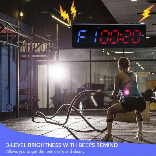 Wireless BT Control Gym Timer Rechargeable Stopwatch Countdown/up Clock for Home Gym Fitness Training Interval Timer Clock with Magnetic Backing Wireless BT Control Gym Timer Rechargeable Stopwatch Countdown/up Clock for Home Gym Fitness Training Interval Timer Clock with Magnetic Backing